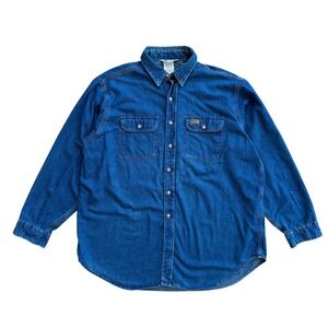 Carhartt Rugged Outdoor Wear Mens XL Denim‎ Button Down Work Shirt Blue S01 DSS